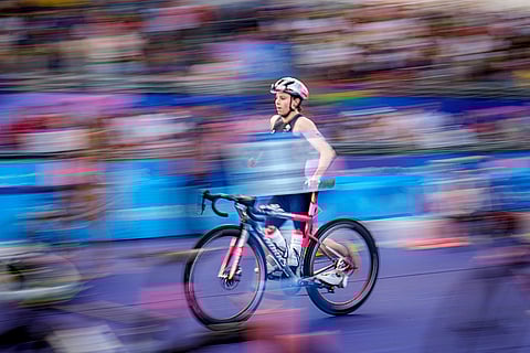 Britain's Georgia Taylor-Brown competes during triathlon competition